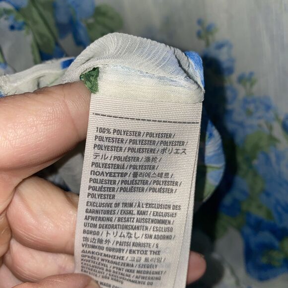 Abercrombie & Fitch Sheer Fairy Blue Flower Floral Ruffles whimsical S 90s top - Picture 8 of 8